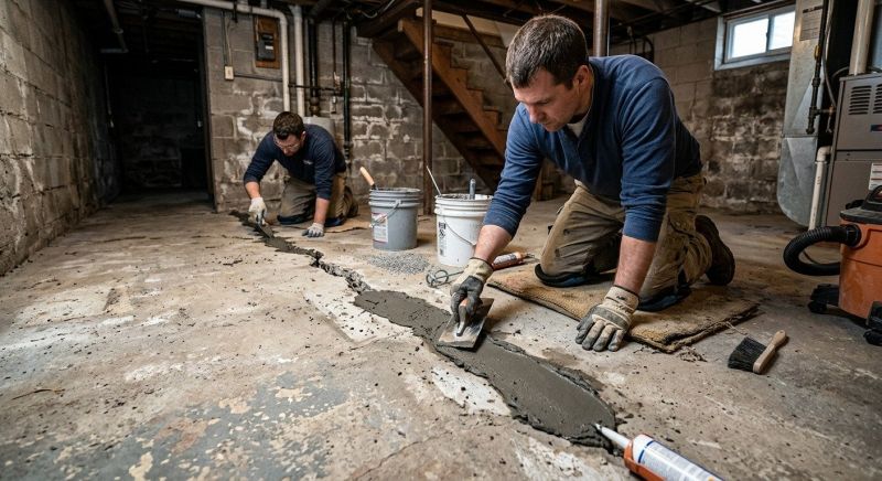 Cracked Basement Floor Repair in Gloucester, VA